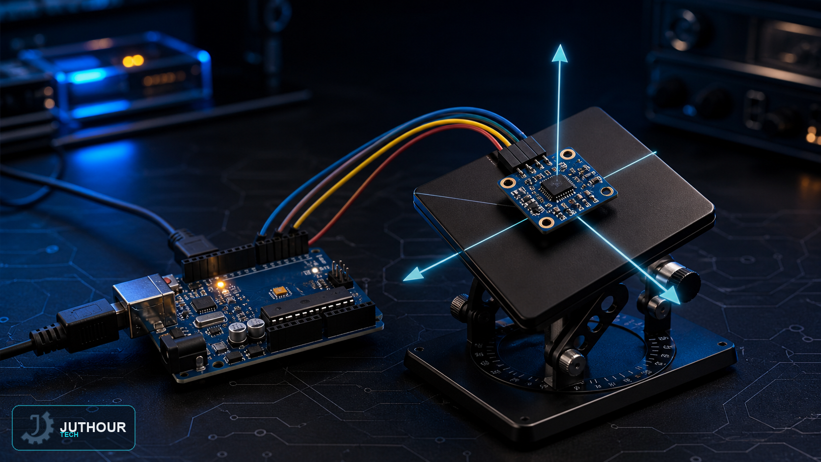 رسم هندسي توضيحي: حساس MPU-6050: قياس التسارع والتوازن بالأردوينو