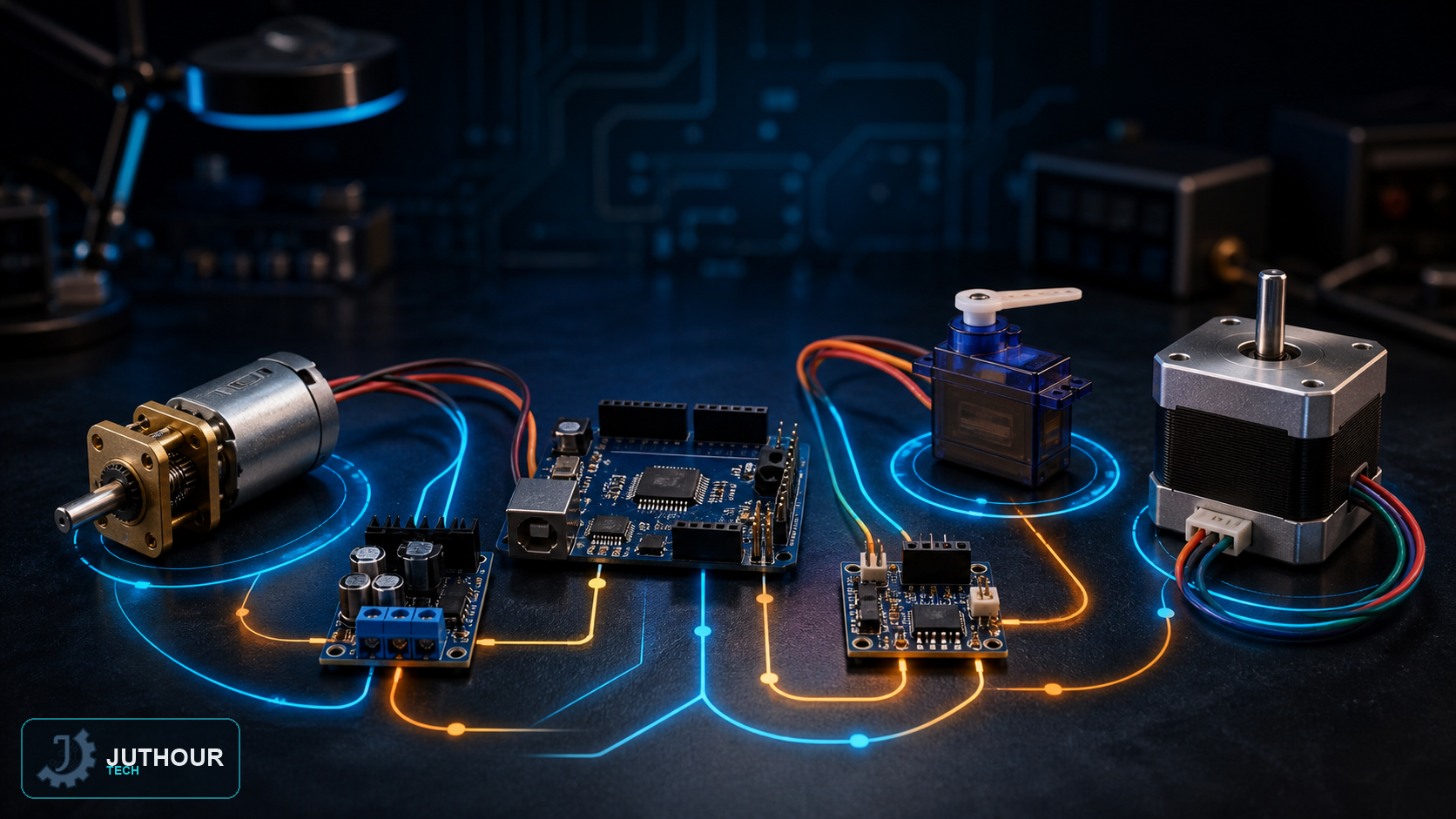 Engineering illustration: Three Common Motor Types Used in Arduino Projects