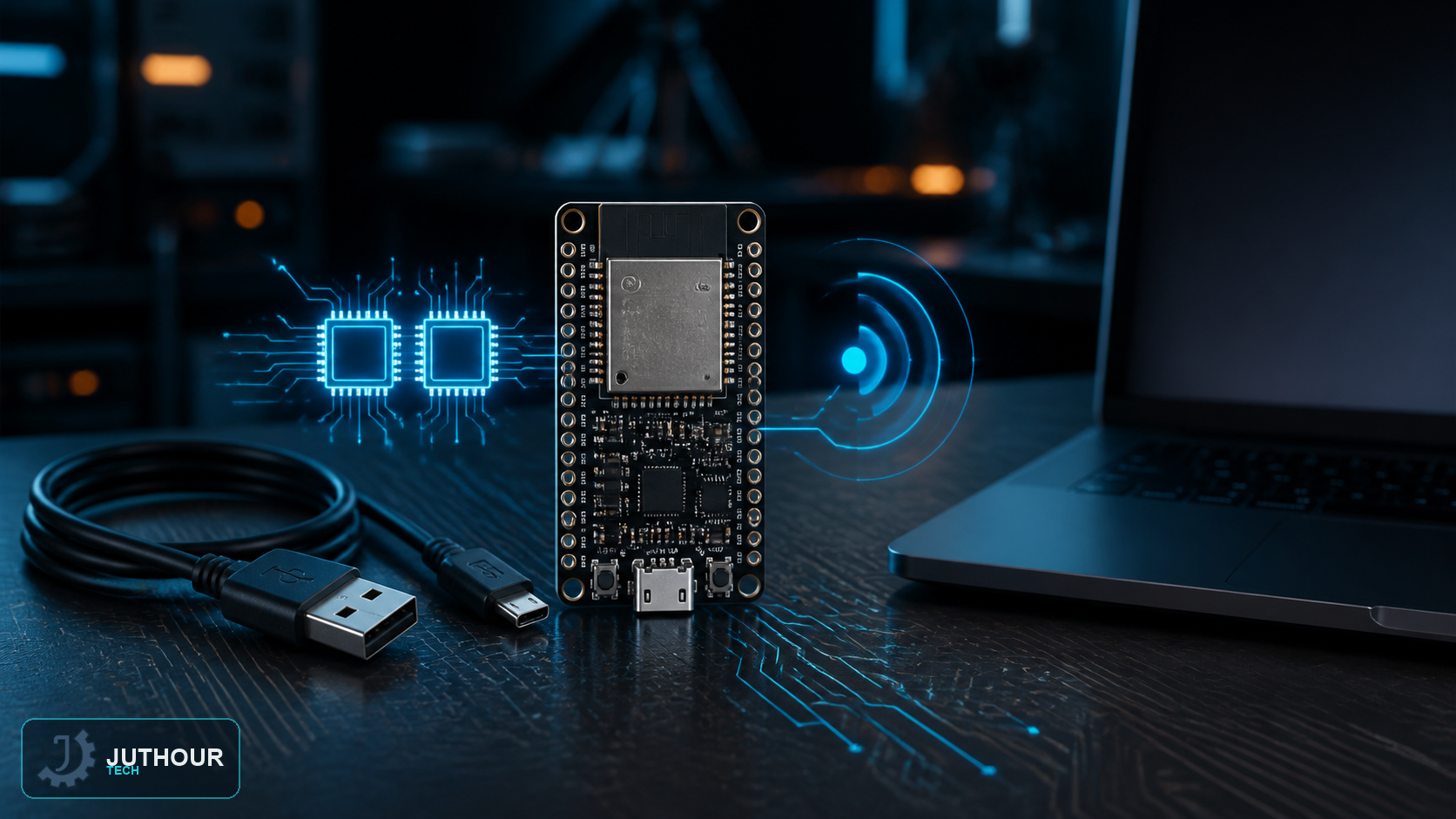 Engineering illustration: ESP32 Development Board: Features and Arduino IDE Setup
