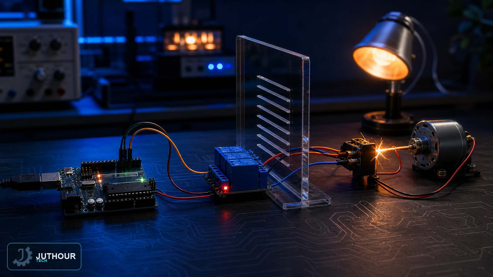 Engineering illustration: Switching Electrical Loads with a Relay Module and Arduino