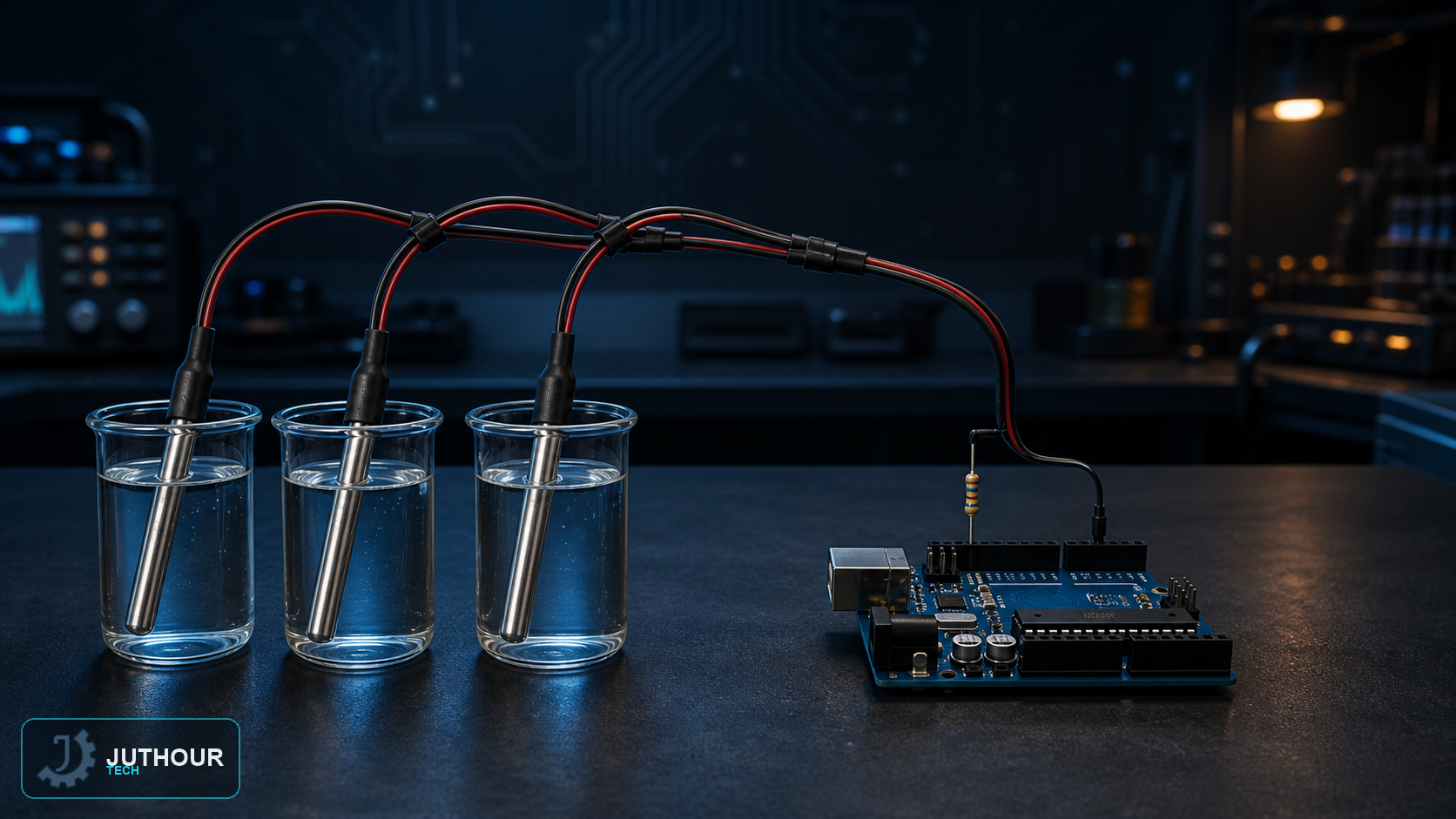 Engineering illustration: Connect Multiple DS18B20 Sensors to Arduino over OneWire