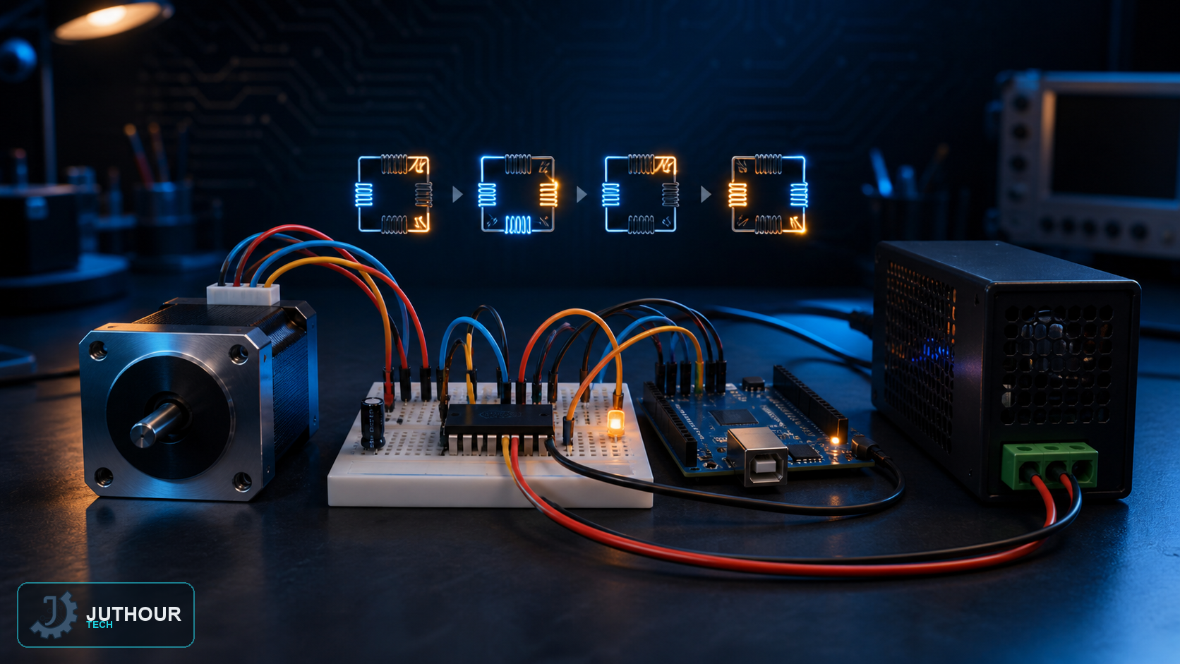 Engineering illustration: Drive a Stepper Motor with the L293D IC