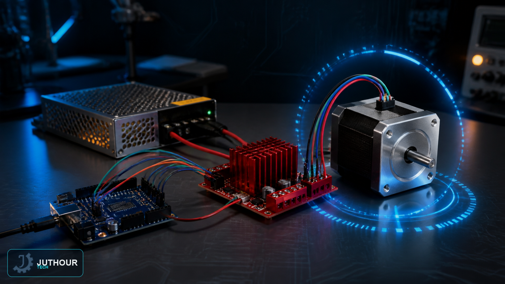 Engineering illustration: Drive a Stepper Motor with an L298N Module