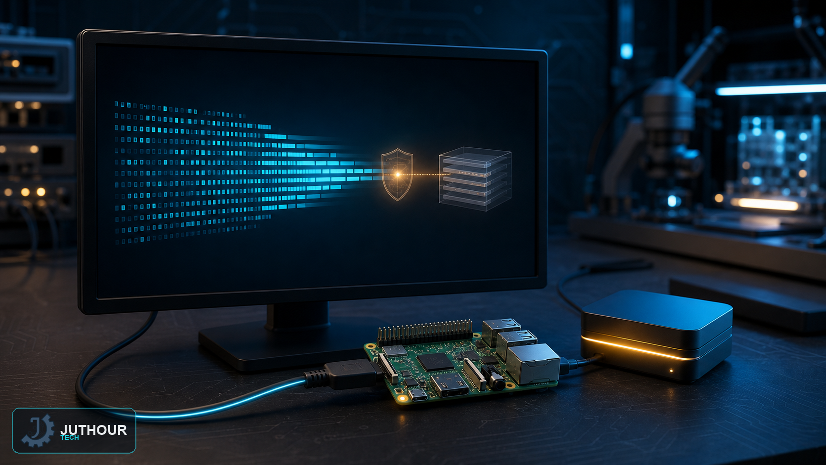 رسم هندسي توضيحي: تحديث Raspberry Pi OS بأمان من سطر الأوامر