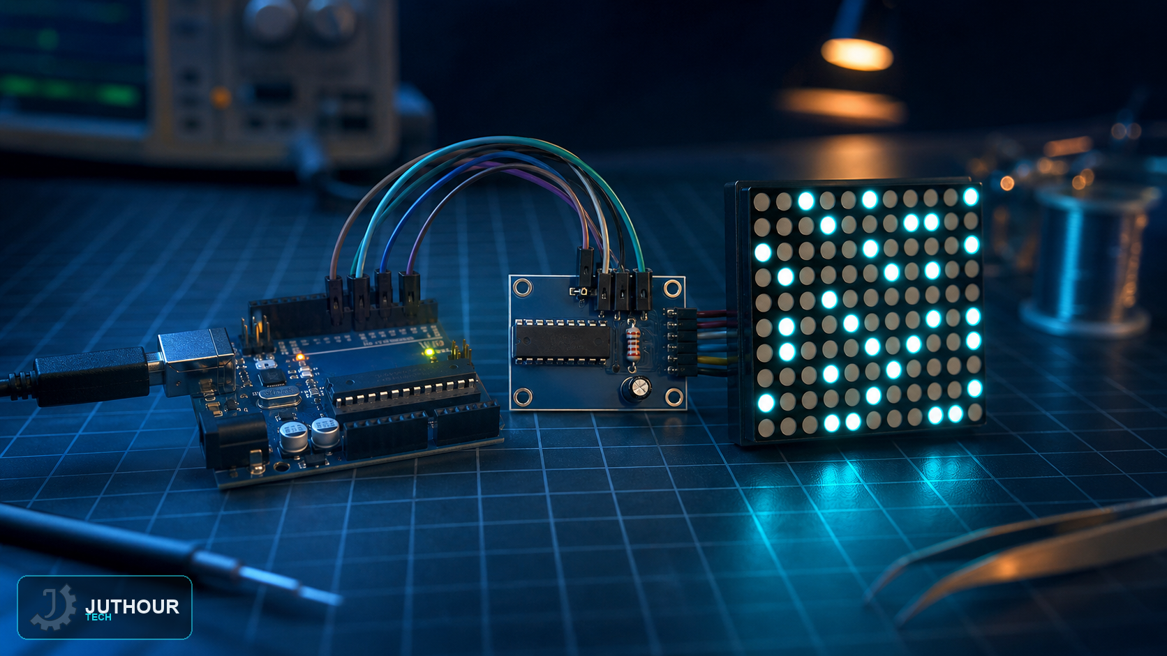 تشغيل مصفوفة LED ‏8×8 بوحدة MAX7219 والأردوينو