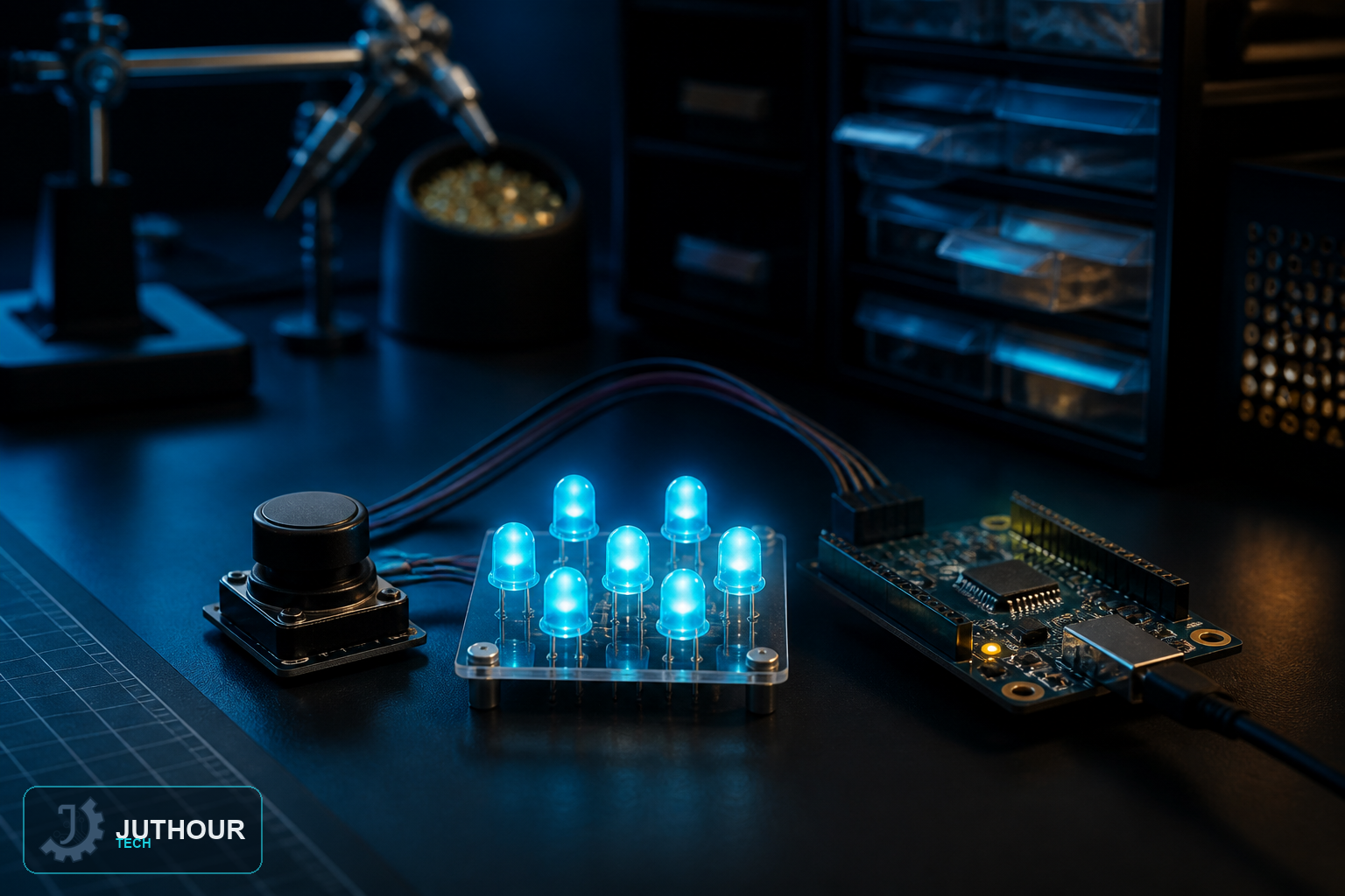 بناء نرد إلكتروني بسبعة مصابيح LED