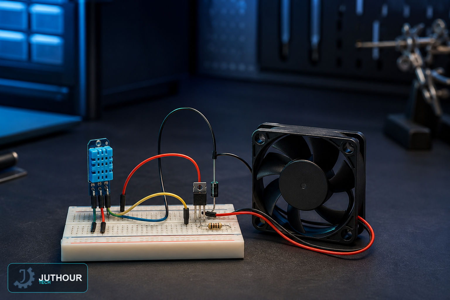 Temperature-Controlled DC Fan with DHT11 and Arduino