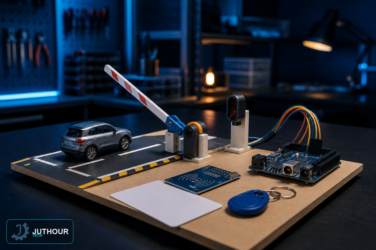 بناء نموذج مصغر لحاجز مركبات يعمل بتقنية RFID