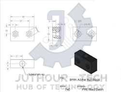 Nut Block for 8mm Metric Acme Lead Screw