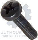 M2x12mm Phillips Steel Machine Screw Pan Head - Black - Pack 50