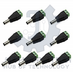 Screw Terminal Block To Male DC Power Adapter - 2.1mm Plug - Pack 10