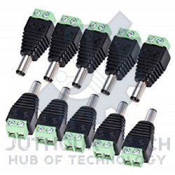 Screw Terminal Block To Male DC Power Adapter - 2.1mm Plug - Pack 10