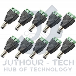 Screw Terminal Block To Male DC Power Adapter - 2.1mm Plug - Pack 10