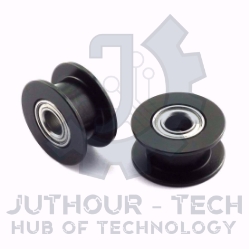 GT2 5mm Bore Black Aluminum Toothless Timing Belt Idler Pulley