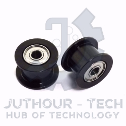 GT2 5mm Bore Black Aluminum Toothless Timing Belt Idler Pulley