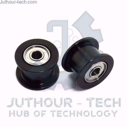 GT2 5mm Bore Black Aluminum Toothless Timing Belt Idler Pulley