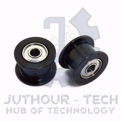 GT2 3mm Bore Black Aluminum Toothless Timing Belt Idler Pulley