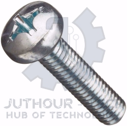 M2.5x10mm Phillips Steel Machine Screw Pan Head - Pack 100