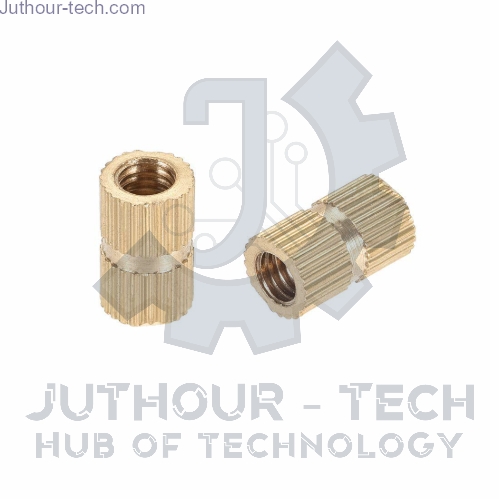 M5*12*6.3 - Brass Cylinder Knurled Round Molded-in Insert Embedded Nuts - Pack Of(5)