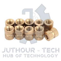 M5*12*6.3 - Brass Cylinder Knurled Round Molded-in Insert Embedded Nuts - Pack Of(5)