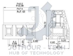 3 Pin PCB Mount Screw Terminals Block Pitch 5mm_Long