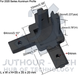 Industrial Aluminum Profile 2020 European Standard Three Dimensional Angle Corner Connector Black	