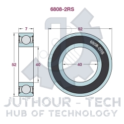 Bearing 6808 2RS 40 x 52 x 7 mm