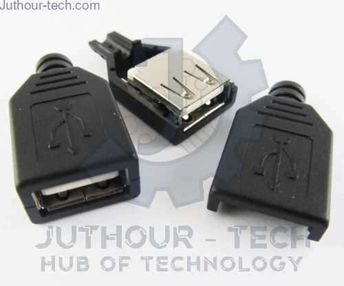 Picture of USB2.0 Type-A Female Plug 4-pin Connector Jack With Plastic Cover