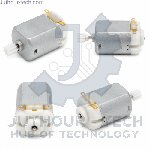 صورة محرك DC بجهد 3–6 فولت ومقاس 20×15×25 مم مع ترس بنيون بلاستيكي 8 أسنان